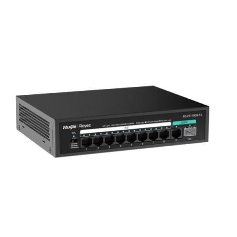 RUIJIE REYEE 8port RG-ES110GS-P-L GIGABIT 1-UPLINK 1-SFP 120W YÖNTİLEMEZ POE SWITCH