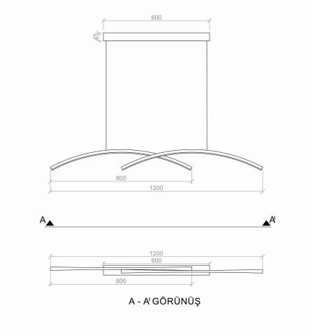 Sarkıt Led Avize Oval Rod Pro PLA32024 Led Avize