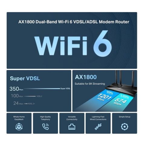 TP-LINK ARCHER VX1800v AX1800 VDSL MODEM ROUTER