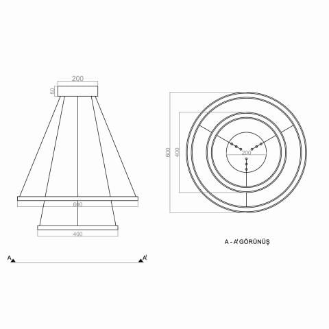 Sarkıt Led Avize Saturn Pro PLA30052 Led Avize