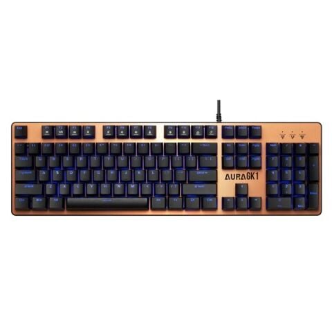 GAMDIAS AURA GK1, USB Kablolu, İngilizce,  Çok Renkli Arka Aydınlatma, Red Mekanik Switch, Bronze Edition, Gaming Klavye
