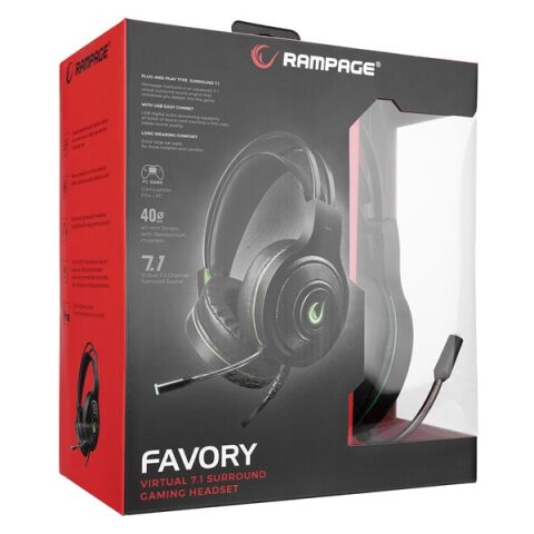 Rampage FAVORY Siyah 7.1 Usb Surround Oyuncu Kulaklık+Mic