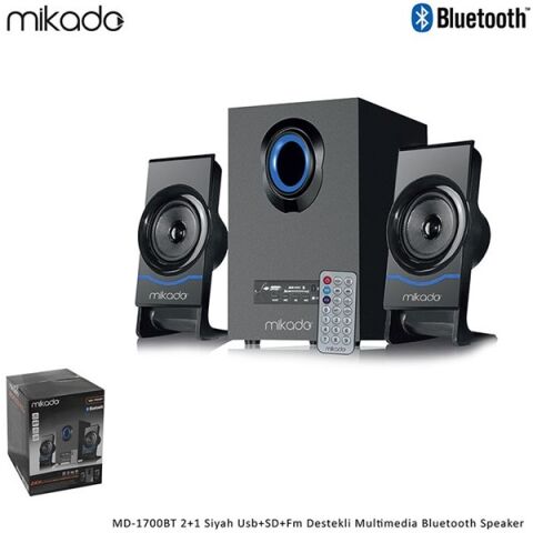 <![CDATA[MIKADO MD-1700BT 2+1 Bluetooth+USB-SD-FM Siyah 16w Uzaktan Kumandalı Hoparlör]]>