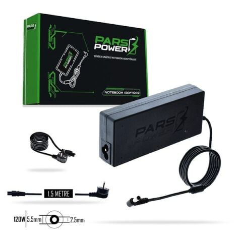 <![CDATA[PARS POWER PRS-009 120W 19V 6.32A- 5.5*2.5MM Siyah ADAPTÖR]]>