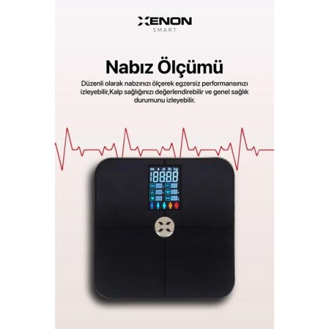<![CDATA[XENON Smart X8702 Su Kas Vücut Kitle Endeksi Kilo Ölçer Tartı Bluetooth Bağlantılı,Nabız Ölçümlü]]>