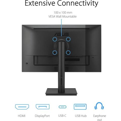 ASUS 27'' IPS VA27UCPS 5MS 75HZ HDMI-DP TYPE-C PIVOT KURUMSAL MONİTÖR 3840X2160