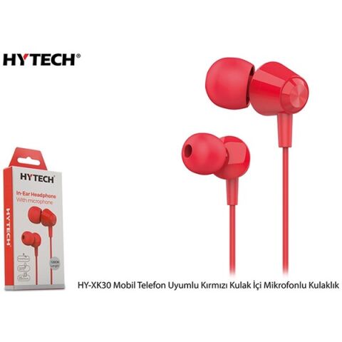 <![CDATA[Hytech HY-XK30 Mobil Telefon Uyumlu Kırmızı Kulak İçi Mikrofonlu Kulaklık]]>