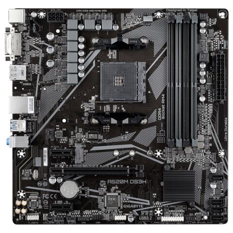 GIGABYTE A520M-DS3H DDR4 M2 PCIe NVME HDMI DVI DP PCIe 16X v3.0 AM4 mATX