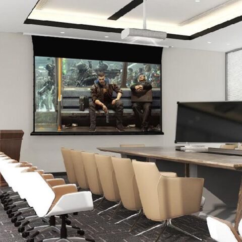 <![CDATA[VIVIDSTORM VD-VMSLZW120H 120'' Motorlu Gergili, Siyah Bantlı İnci Beyazı Yüksek Parlaklık Kazanımlı Beyaz Projeksiyon Perdesi ]]>