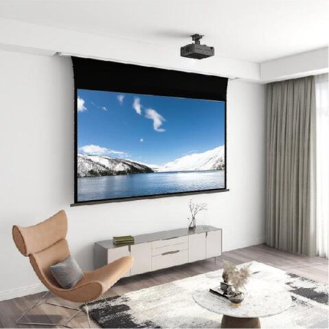 VIVIDSTROM VD-VMSLZW135H 135'' Motorlu Gergili, Siyah Bantlı İnci Beyazı Yüksek Parlaklık Kazanımlı Beyaz Projeksiyon Perdesi
