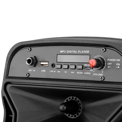 <![CDATA[Mikado MD-814KP 15W, 3.7V1200mAh Siyah Kablolu Mikrofon AUX /USB/TF/Bluetooth FM'li LED Işıklı Speaker]]>