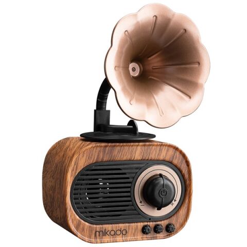 <![CDATA[Mikado MN-S19 Ahşap Usb+Aux+Tf Kart+Bluetooth Klasik RETRO GRAMOFON Müzik Kutusu]]>