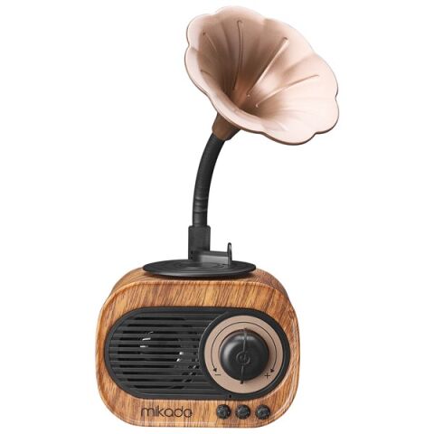 <![CDATA[Mikado MN-S19 Ahşap Usb+Aux+Tf Kart+Bluetooth Klasik RETRO GRAMOFON Müzik Kutusu]]>