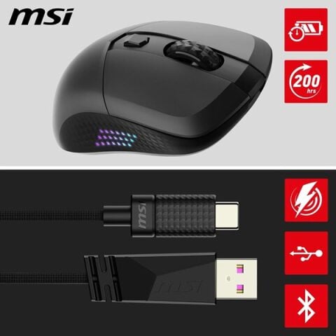 MSI GG VERSA 300 ELITE 26000dpi Kablosuz Bluetooth 5.3 Usb 2.0 Kablosuz Mouse