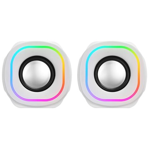 MIKADO MD-180 2.0 3W*2 Beyaz RGB Aydınlatmalı USB + 3.5mm USB 5V Speaker Hoparlör