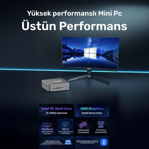 RAXIUS MP AD16 İ3 UHD13-315U001 CORE i3 1315U 16GB RAM 1TB SSD O/B UHD FDOS MINI PC