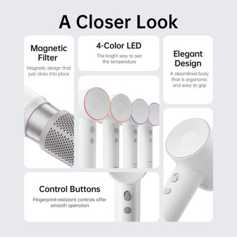 LAIFEN SE Beyaz1500W 2 Başlıklı Yüksek Hızlı Saç Kurutma Makinesi