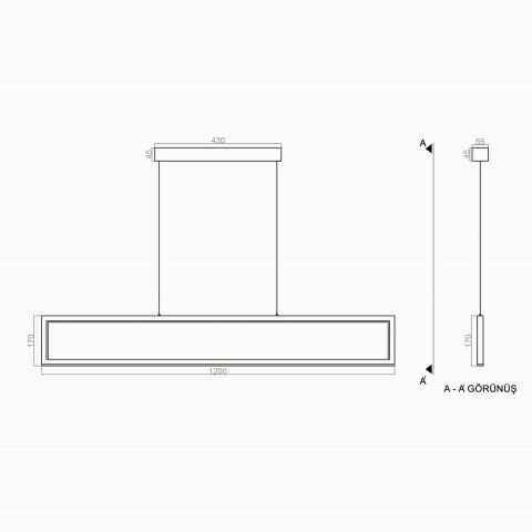Sarkıt Led Avize Rectangle Pro PLA30049 Led Avize