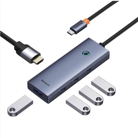 BASEUS ULTRA JOY 5IN1 MULTIFONKSIYONAL GRI TYPE-C HUB DOCK STATION B00052809813-00