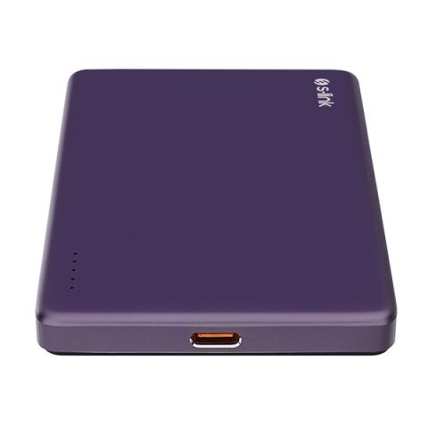 S-LINK MG105 5000mAh PD20W Magsafe 15W Kablosuz Type-C Mor Taşınabilir Metal Şarj Cihazı Powerbank