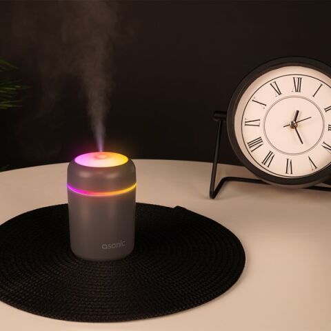 ASONIC HN21 Matte Gri 2W 300ML kapasiteli 4 Saat Çalışabilir RGB Mini Oda Nemlendirici