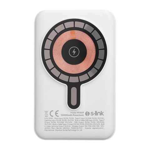 <![CDATA[S-LINK M1029 10000mAh Magsafe 15W HSC22.5W+PD20W+QC3.0 Beyaz LCD Taşınabilir Şarj Cihazı Powerbank]]>