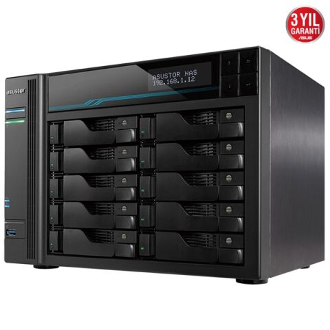 ASUSTOR AS6510T-32GB ATOM C3538 32GB RAM-10-diskli Nas Server (Disksiz)