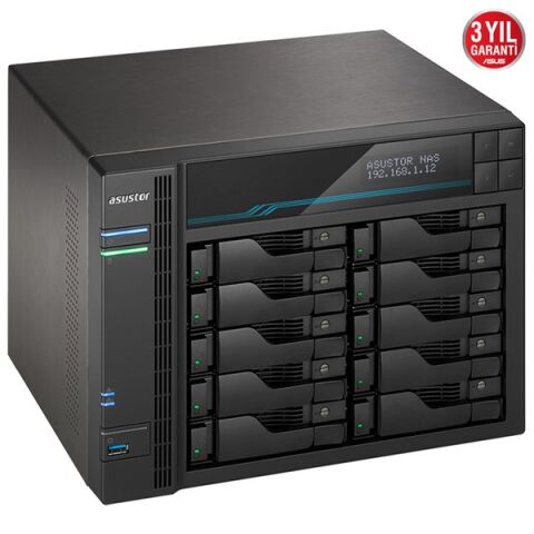 ASUSTOR AS6510T-32GB ATOM C3538 32GB RAM-10-diskli Nas Server (Disksiz)