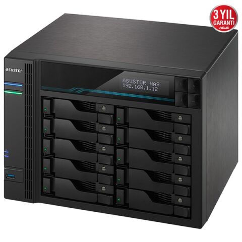 ASUSTOR AS6510T-32GB ATOM C3538 32GB RAM-10-diskli Nas Server (Disksiz)