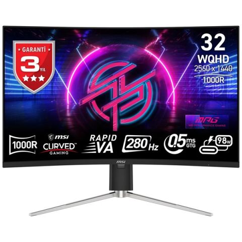 MSI 31.5'' MPG 325CQRXF 0.5MS 280HZ HDMI-DP KAVISLI GAMING MONİTÖR 2560X1440
