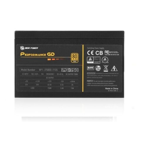 HIGH POWER 750W 80  GOLD PERFORMANCE GD HP1-J750GD-F12S 12cm Fanlı Power Supply