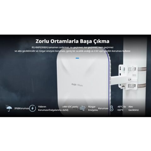 RUIJIE REYEE RG-RAP6260(H) AX6000 GIGABIT 300METRE  HARİCİ ACCESS POINT