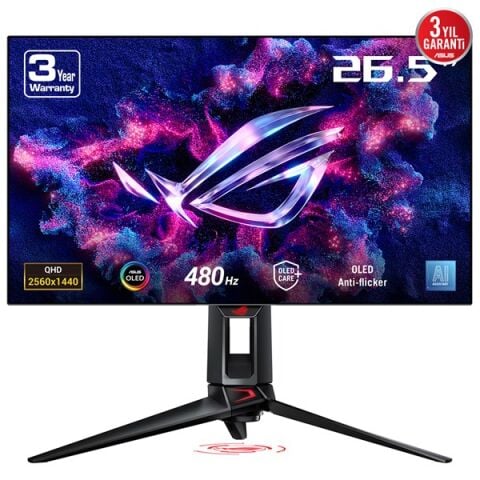 ASUS 26.5'' OLED ROG SWIFT PG27AQDP 0.03MS 480HZ HDMI-DP USBC GAMING MONİTÖR 2560X1440