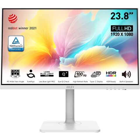 MSI 23.8'' FLAT IPS MODERN MD2412PW 1MS 100HZ HDMI USBC PIVOT MONİTÖR BEYAZ