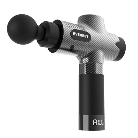 Everest EV-MT52 Karbon Fiber/Siyah 24V 2500 mAh Fırçasız Motor 3960 RPM Hız 10 Başlıklı Kablosuz Sporcu Masaj Tabancası