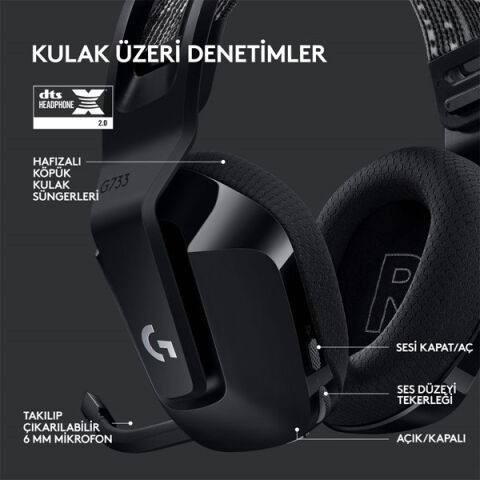 Logıtech G G733 Lıghtspeed Kablosuz Rgb Oyuncu Kulaklığı Siyah 981-000864