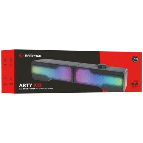 Rampage Arty X13 2.0 Bluetooth'lu Rms 3W*2 RGB Işıklı Multimedia Usb 5V 45dB Gaming Oyuncu Speaker