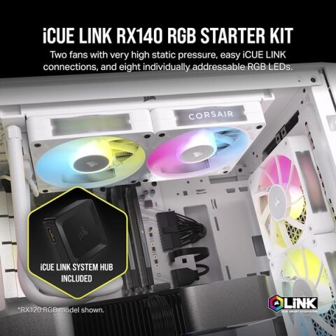 CORSAIR QX120 CO-9051024-WW 14CM RGB KASA FANI+HUB KIT BEYAZ 2-li paket
