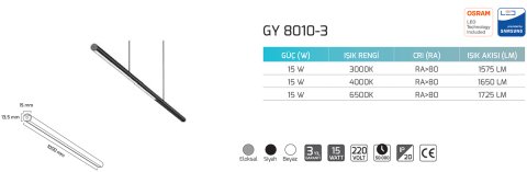 Goya Gy 8010-3 15 Watt Sarkıt Linear Armatür