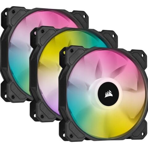 CORSAIR CO-9050109-Ww iCUE SP120 RGB Elite Siyah 120mm Kasa Fanı+Konrol Ünitesi 3-lü paket