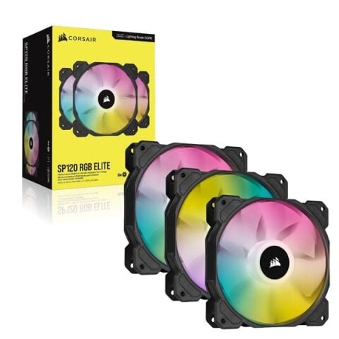 CORSAIR CO-9050109-Ww iCUE SP120 RGB Elite Siyah 120mm Kasa Fanı+Konrol Ünitesi 3-lü paket