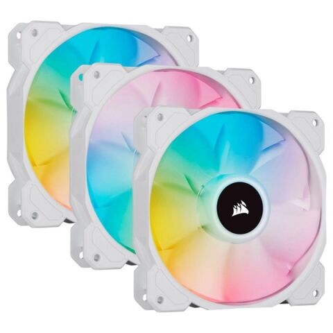 CORSAIR CO-9050137-Ww iCUE SP120 RGB Elite Beyaz 120mm Kasa Fanı-Kontrol Ünitesi 3--lü paket