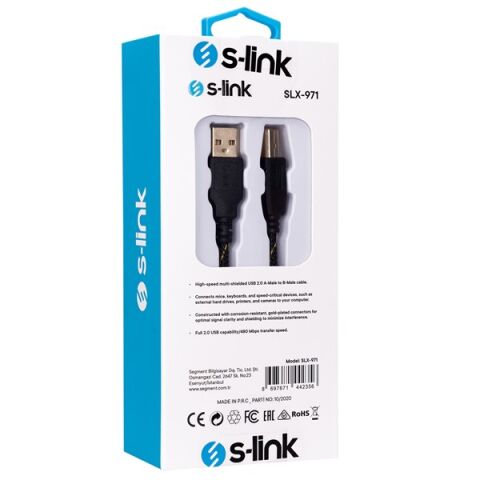 S-link SLX-971 Usb2.0 3m Gold Kılıflı Yazıcı Kablosu