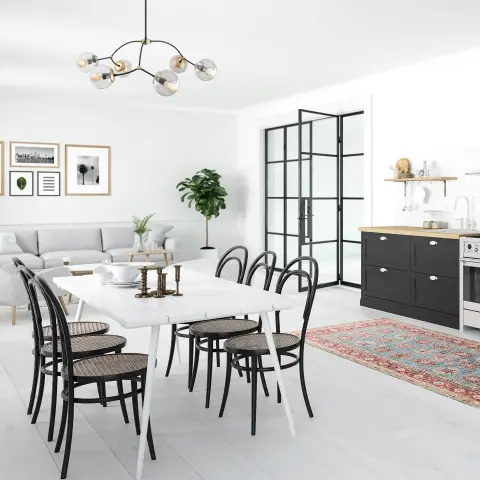 Pütürlü Siyah 6'Lı Camlı Avize PER-1022-KROMOZOM