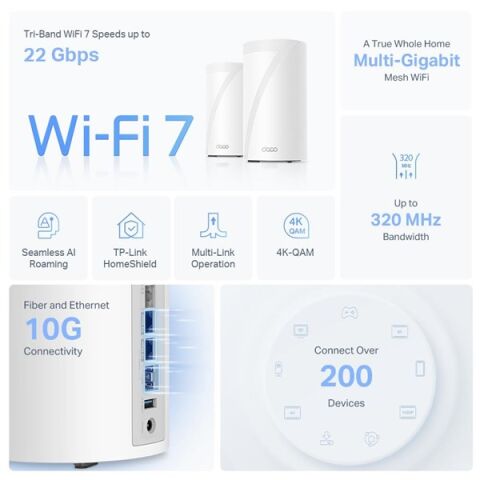 <![CDATA[TP-LINK DECO BE85 BE19000 Wifi7 Üç Bantlı Tüm Ev İçin Mesh Router]]>