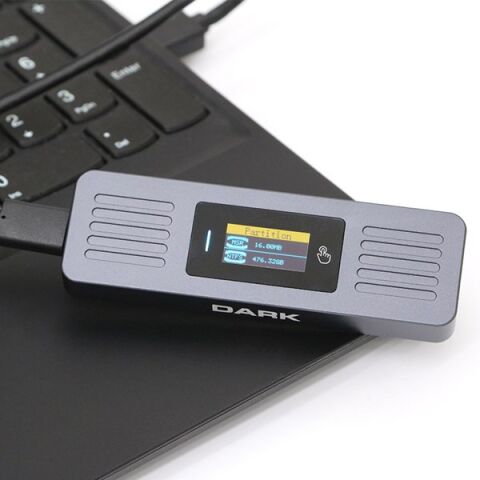 DARK DK-AC-DSEM6 USB3.2 Gen2 Type-C - M.2 NVMe & SATA NGFF SSD LED Dokunmatik Ekranlı Disk Kutusu