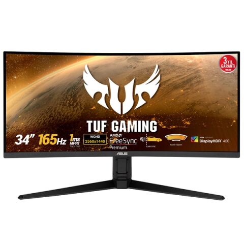 ASUS 34'' VA TUF GAMING VG34VQL1B 1MS 165HZ HDMI-DP KAVISLI GAMING MONİTÖR 3440X1440