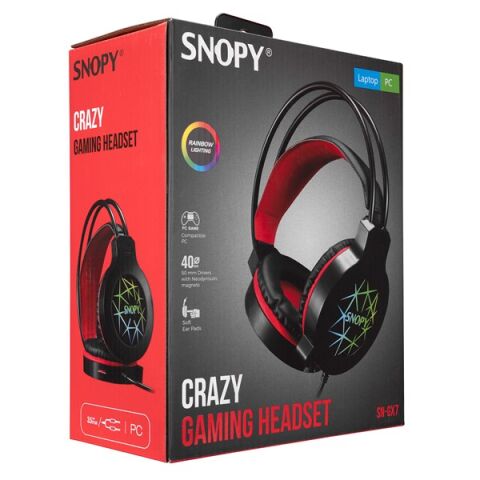 <![CDATA[Snopy SN-GX7 CRAZY Siyah Ledli Mikrofonlu Oyuncu Kulaklığı]]>
