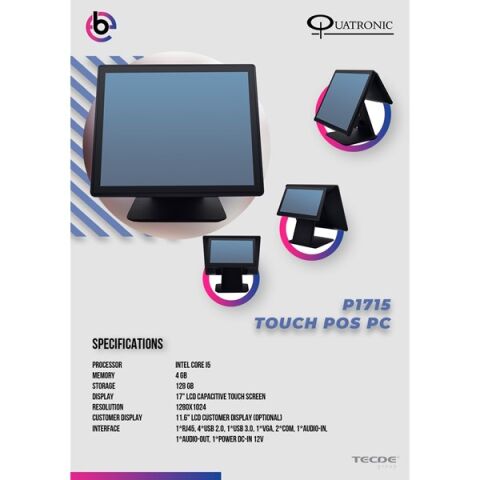 <![CDATA[QUATRONIC 17'' Dokunmatik P1715 CORE i5 4GB RAM- 128GB SSD- FDOS- POS PC]]>