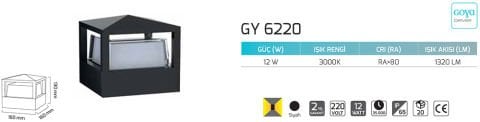 Goya Gy 6220 12 Watt Ledli Duvar Aplik